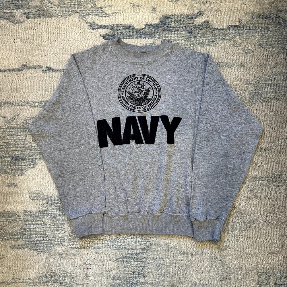 Vintage 80s 90s US Navy Crewneck Pullover Distressed Sz XL